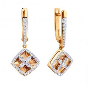 Золотые серьги Karatov с бриллиантом Т14162Г800 фото