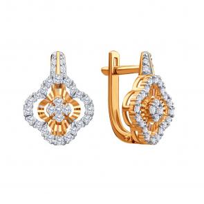 Золотые серьги Karatov с бриллиантом Т14162Г803 фото