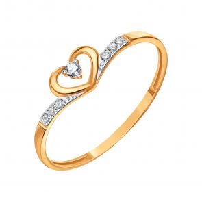 Золотое кольцо Karatov с фианитом Т14201А052 фото