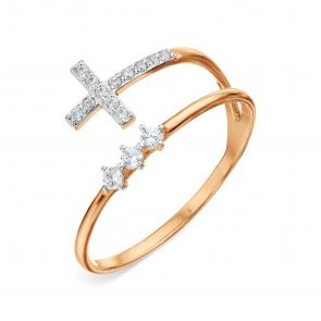 Золотое кольцо Крест Karatov с фианитом Т14201А070 фото