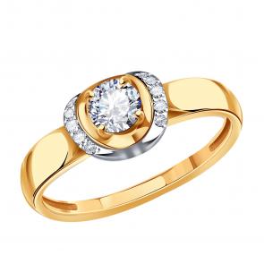 Золотое кольцо Karatov с фианитом Т14201А893 фото