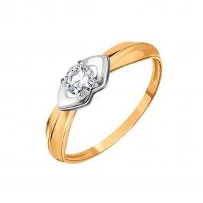 Золотое кольцо Karatov с фианитом Т14201Б245 фото