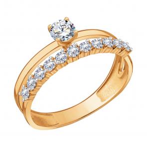 Золотое кольцо Karatov с фианитом Т14201Д713 фото