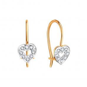 Золотые серьги Karatov с фианитом Т142024386 фото