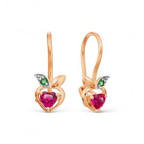 Золотые серьги Karatov с фианитом и ювелирным кристаллом Т142028332 фото