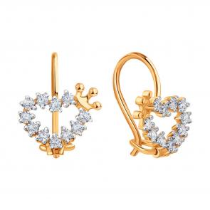 Золотые серьги Karatov с фианитом Т142028341 фото