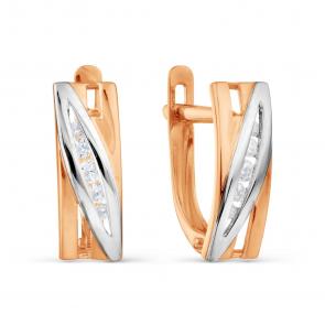 Золотые серьги Karatov с фианитом Т142028737 фото