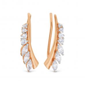 Золотые серьги Karatov с фианитом Т142029075 фото