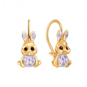 Золотые серьги Karatov с фианитом Т142029953 фото