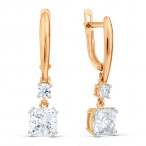 Золотые серьги Karatov с фианитом Т14202Б096 фото