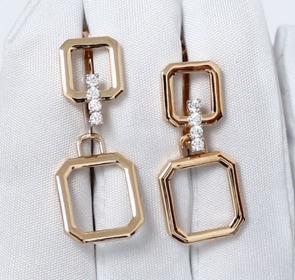 Золотые серьги-трансформеры Karatov с фианитом Т14202Б458 фото