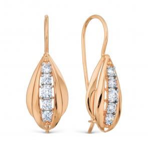 Золотые серьги Karatov с фианитом Т14202Б918 фото