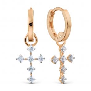 Золотые серьги-трансформеры Кресты Karatov с фианитом Т14202Б967 фото