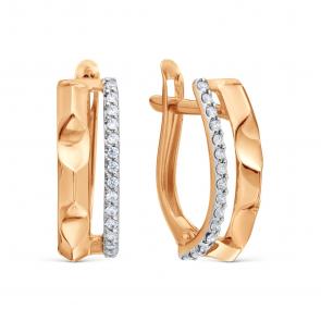 Золотые серьги Karatov с фианитом Т14202В043 фото