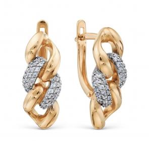 Золотые серьги Karatov с фианитом Т14202В164 фото