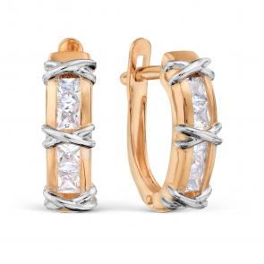 Золотые серьги Karatov с фианитом Т14202В191 фото