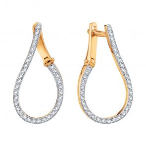 Золотые серьги Karatov с фианитом Т14202В195 фото