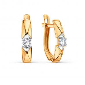 Золотые серьги Karatov с фианитом Т14202В255 фото