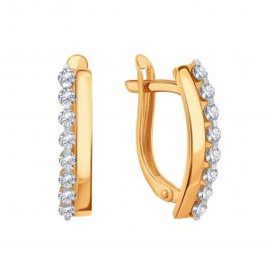 Золотые серьги Karatov с фианитом Т14202В273 фото