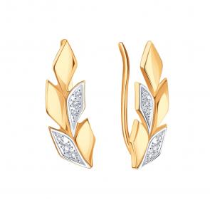 Золотые серьги Karatov с фианитом Т14202В381 фото