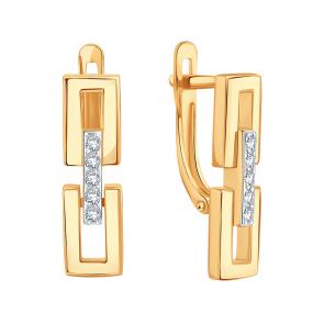 Золотые серьги Karatov с фианитом Т14202В421 фото