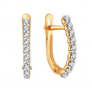 Золотые серьги Karatov с фианитом Т14202В514 фото