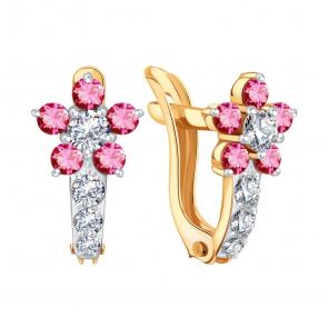 Золотые серьги Karatov с фианитом Т14202В681-01 фото