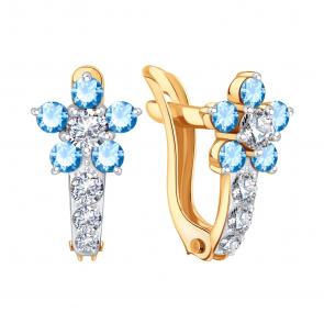 Золотые серьги Karatov с фианитом Т14202В681-03 фото