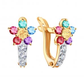 Золотые серьги Karatov с фианитом Т14202В681-04 фото