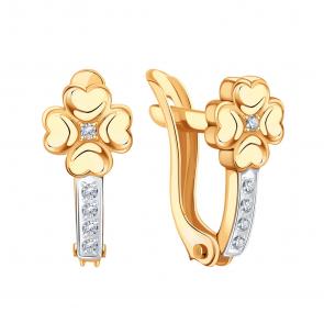 Золотые серьги Karatov с фианитом Т14202В683 фото
