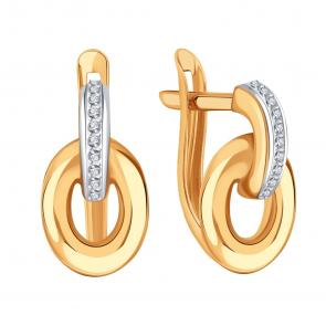 Золотые серьги Karatov с фианитом Т14202В797 фото
