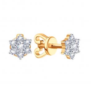 Золотые серьги Karatov с фианитом Т14202В821 фото