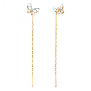 Золотые серьги Karatov с фианитом Т14202В842 фото