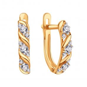 Золотые серьги Karatov с фианитом Т14202В905 фото