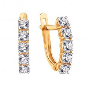 Золотые серьги Karatov с фианитом Т14202В917 фото