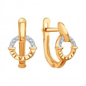 Золотые серьги Karatov с фианитом Т14202В974 фото