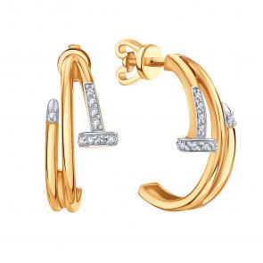 Золотые серьги Karatov с фианитом Т14202Г118 фото