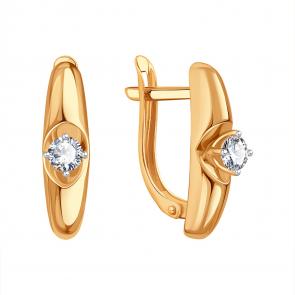 Золотые серьги Karatov с фианитом Т14202Г170 фото