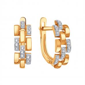 Золотые серьги Karatov с фианитом Т14202Г241 фото