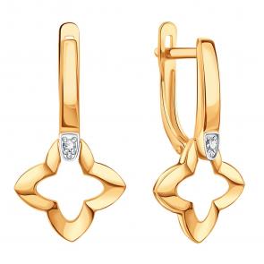 Золотые серьги Karatov с фианитом Т14202Г331 фото