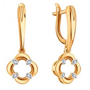 Золотые серьги Karatov с фианитом Т14202Г332 фото