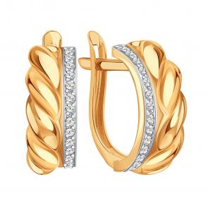 Золотые серьги Karatov с фианитом Т14202Г362 фото