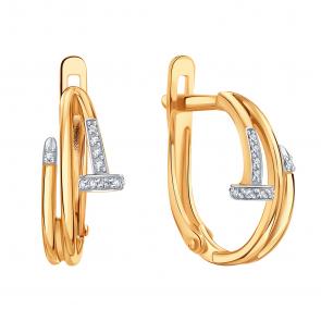 Золотые серьги Karatov с фианитом Т14202Г447 фото