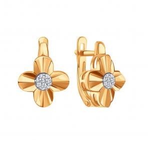 Золотые серьги Karatov с фианитом Т14202Г475 фото