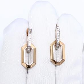 Золотые серьги Karatov с фианитом Т14202Г551 фото