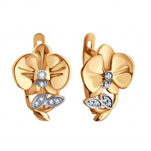 Золотые серьги Karatov с фианитом Т14202Г614 фото