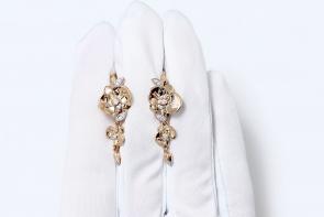 Золотые серьги Karatov с фианитом Т14202Г616 фото