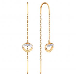 Золотые серьги Karatov с фианитом Т14202Г683 фото