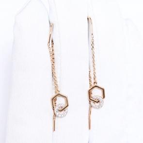 Золотые серьги Karatov с фианитом Т14202Г684 фото