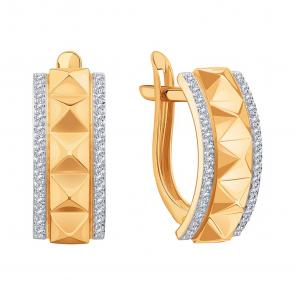 Золотые серьги Karatov с фианитом Т14202Е134 фото